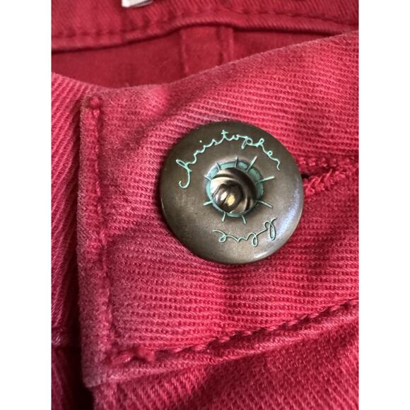 Christopher Blue Red Denim Jeans Pants Size 6 Faded Flaw Casual Designer READ - Picture 9 of 10